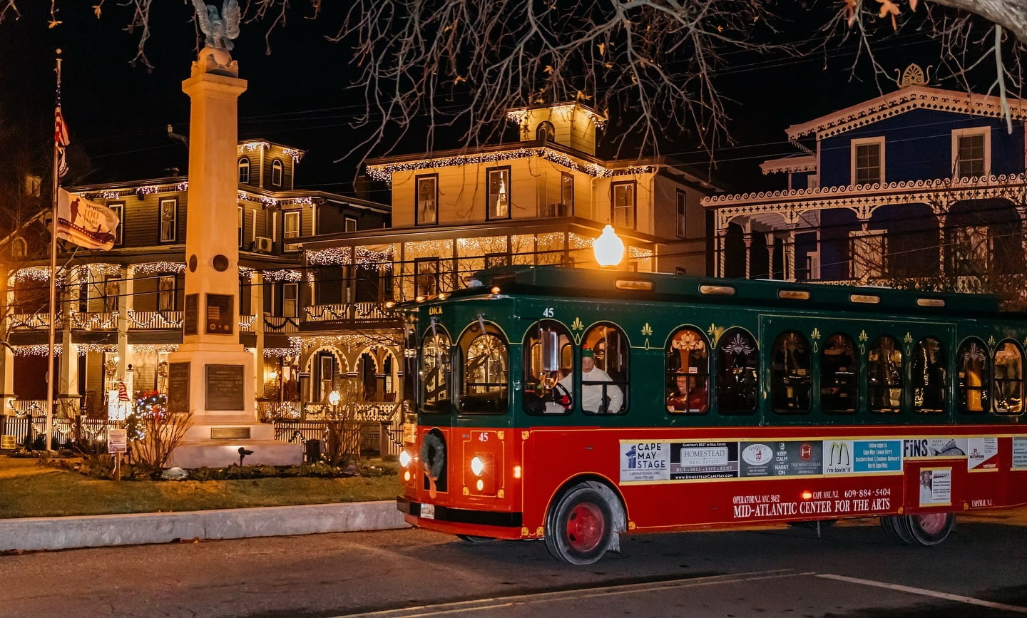 Book a beautiful Christmas tour through the heart of Cape May and take in the exquisite holiday lights and elegant Victorian architecture at CapeMayMacorg during your next visit to The Ashley Rose Tours continue through January 1st